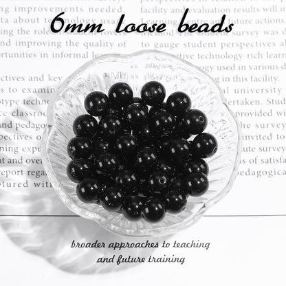6mm Natural Gemstone Round Black Obsidian Loose Beads for Jewelry Making Bracelets Necklace Earrings Art Craft (60-62pcs/strand)