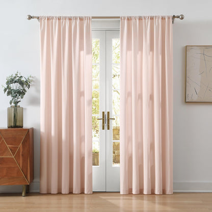 CANNON Solid Cotton Percale Blush 50x84 Window Curtain Pair, Solid Color Themed, Oeko-TEX Certified Confidence