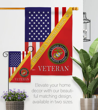 Home of Marine Corps Garden Flag - Armed Forces USMC Semper Fi United State American Military Veteran Retire - House Decoration Banner Small Yard Gift Double-Sided Made In USA 13 X 18.5, Thick Fabric