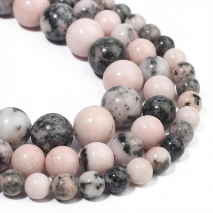 Yochus 60pcs Pink Zebra Beads，6mm Healing Power Natural Stone Round Loose Beads for Jewelry Making Earring Necklace DIY Crafts
