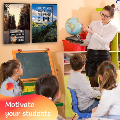 Throwbacktraits Canvas Motivational Wall Art – Set of 6 Inspirational Prints with Uplifting Phrases & Vibrant Images, Eco-Friendly & Framed, Ready to Hang for Office Wall Decor, Living Room & Bedroom Décor