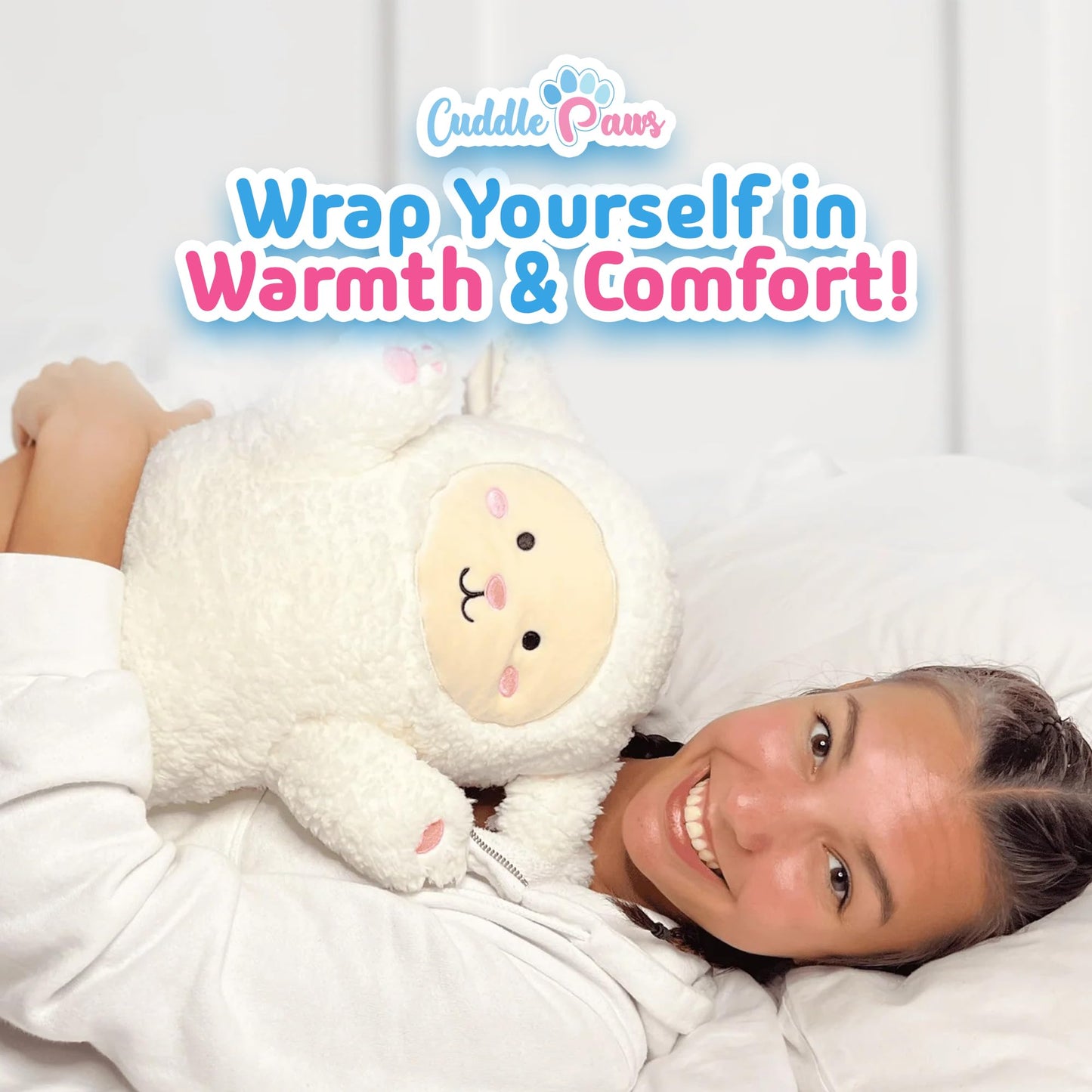Cuddle Paws Lamb Plush Body Pillow for Kids | Long Stuffed Animal Cuddle Pillow | Soft Hugging Toy | Plushie Gift for Girls & Boys | Long Plush Body Pillow for Sleep & Comfort | Medium, 35 Inches