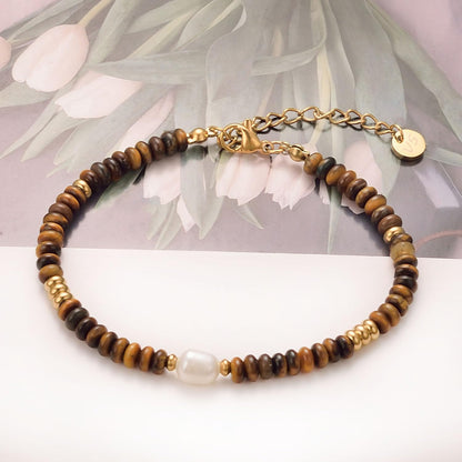 vissen Natural Stone Bracelets for Women Gold Plated Stainless Steel Cultured Freshwater Pearl Bracelet Women's Gift