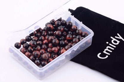 Natural Stone Beads 100pcs 8mm Red Tiger Eye Round Genuine Real Stone Beading Loose Gemstone Hole Size 1mm DIY Charm Smooth Beads for Bracelet Necklace Earrings Jewelry Making (Red Tiger Eye, 8mm)