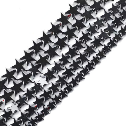 HAAMIIQII 70pcs 8mm Natural Black Hematite Loose Gemstone Beads Star Shape Spacer Stone Beads for Jewelry Making DIY Bracelets Necklaces Crafting