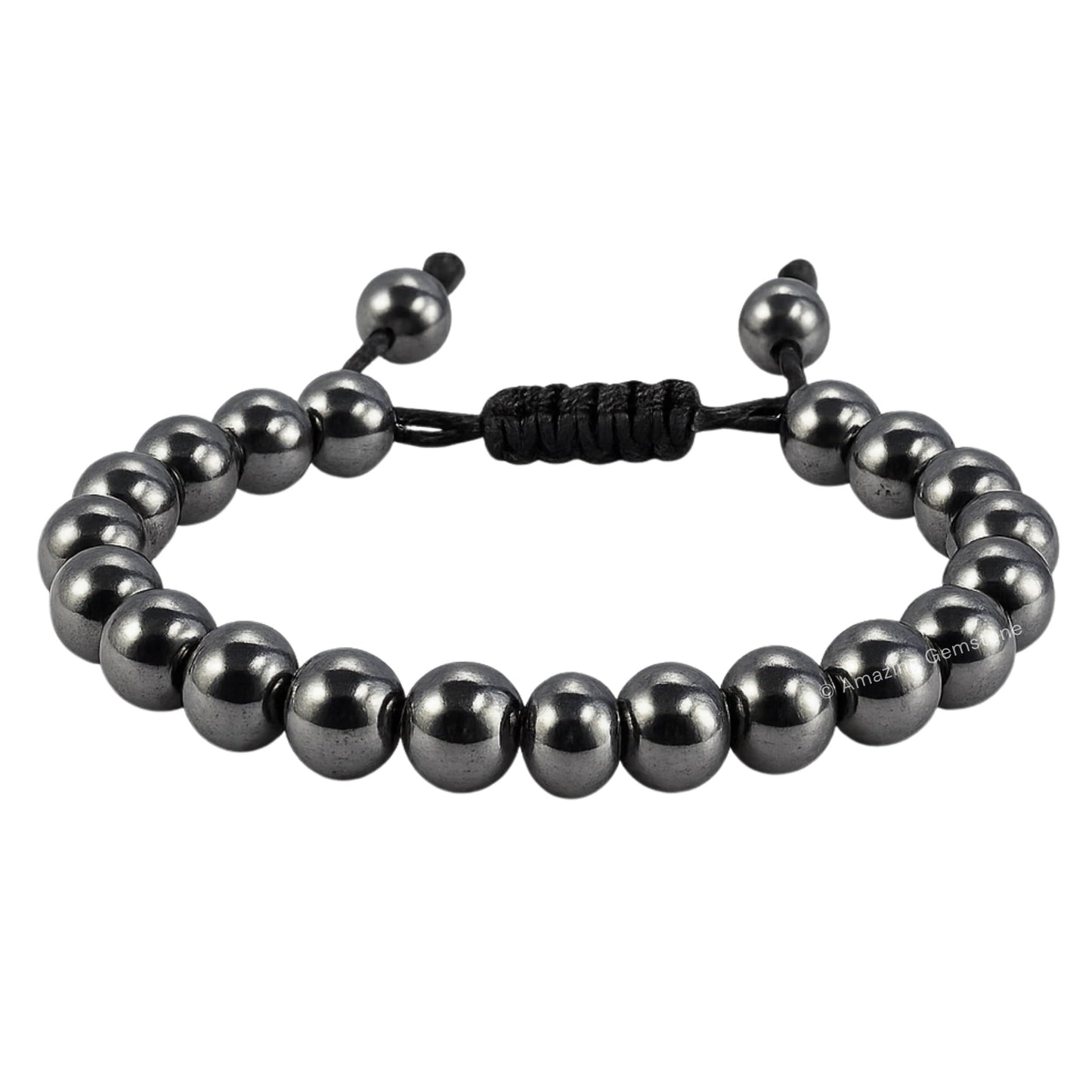 Amazing Gemstone Hematite Bracelet, Gifts For Men & Women - Protection Healing Crystal Bracelet - 8mm Gemstone Beaded Adjustable Bracelet, Pulseras Para Hombres Mujer Stocking Stuffers