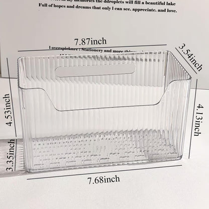 Acrylic Wall Mounted Storage Racks,2Pcs Storage Box Shower Basket, Transparent Plastic Makeup Box Stackable Storage Basket for Kitchen Bathroom Cabinet Pantry and Office, with 2 Back Stickers