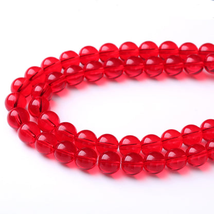 10MM Garnet Red Glass Round Loose Beads Natural Gem Beads Crystal Energy Stone Beads for Jewelry Making DIY Bracelet Necklace