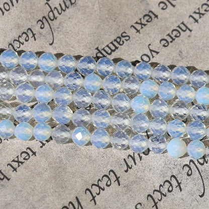 Song Xi 120pcs 3mm Natural Opal Gemstone Beads Faceted Round Loose Stone Beads for Jewelry Making (1 Strand)