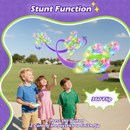 LED RC Drone for Kids 6+, Christmas Birthday Gift for Boys & Girls with Remote Batteries, 360° Flip, High Speed Mode, 45 Min Flight Indoor and Outdoor Flying Toy - GreenPurple