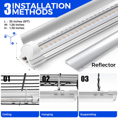 CX6 Plant Stand with Grow Lights, 3FT T8 30W(Per Light) Full Spectrum Yellow LED Plant Lights, Indoor Plant Shelf for Multiple Plants with On/Off Timer Socket, 6-Tier 35.4"x13.8"x70.9"