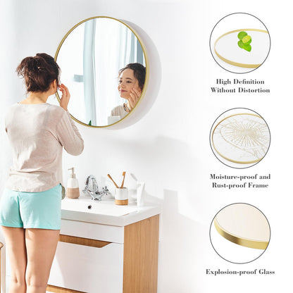 NEWBULIG Gold Round Wall Mirror 30 Inch, Bathroom Mirrors for Over Sink, Wall Decor for Bathroom, Entryway, Bedroom, Vanity