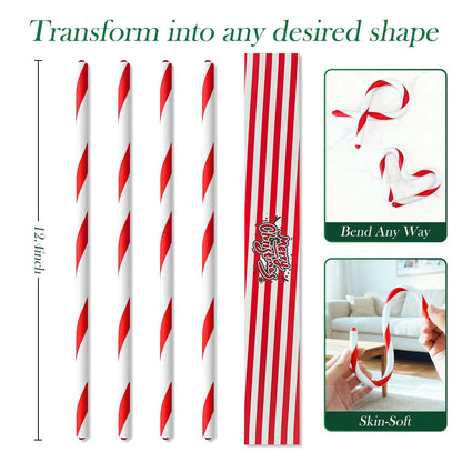 Tixiquns Bendable Stocking Holders for Mantle, Set of 4 Christmas Hooks Fireplace Stocking and Garland Hanger for Mantel, Non-Slip Adjustable Red and White Candy Cane Decor Xmas Decorations