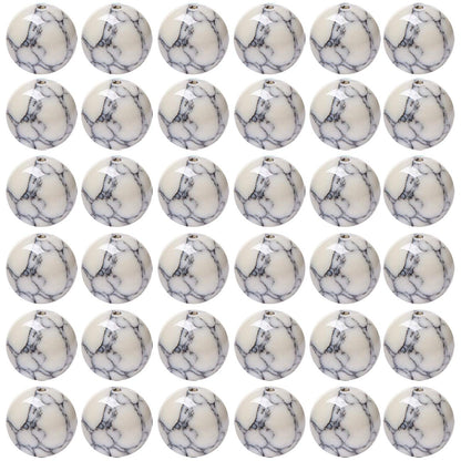 Natural Stone Beads 100pcs 8mm White Howlite Round Genuine Real Stone Beading Loose Gemstone Hole Size 1mm DIY Charm Smooth Beads for Bracelet Necklace Earrings Jewelry Making (White Howlite, 8mm)