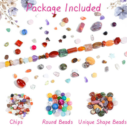 Assorted Natural Stone Beads for Jewelry Making - Mixed Bulk Semi Precious Gemstone Crystal Beads for Crafts Bracelets Earrings Necklace (0.25 Pounds)