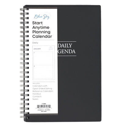 Blue Sky Undated Daily Planner, Flexible Cover, Twin-Wire Binding, 5.5" x 8.5", Passages