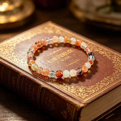 Natural Red Bloodstone Crystal Beaded Bracelet, Unisex Fire Quartz Healing Stretch Bracelet Red Agate Crystal Bracelet, Blessing and Healing, Sacor Good Luck