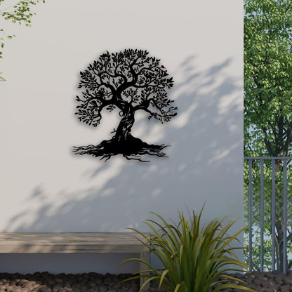 Tree of Life Metal Wall Decor - Room Decor Wall Art Home Decor for Living Room, Bedroom, Office, Garden, Courtyard (Black)