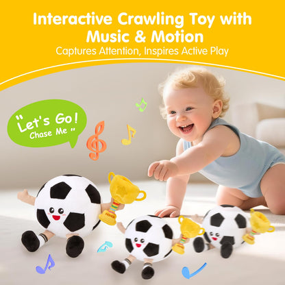 hahaland Baby Crawling Plush Toy for 6 12 18 Months – Musical Dancing Bouncing Toys, Voice Repeat Interactive Tummy Time Toy for Boys & Girls, Birthday Gift for Infants
