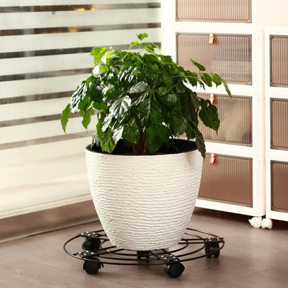 3 Packs 13.5" Large Metal Plant Caddy with Wheels Iron Metal Rolling Plant Stands Heavy-duty Plant Roller Base Pot Movers Indoor Outdoor Plant Dolly with 5 Casters Plant Trolley Coaster Holder