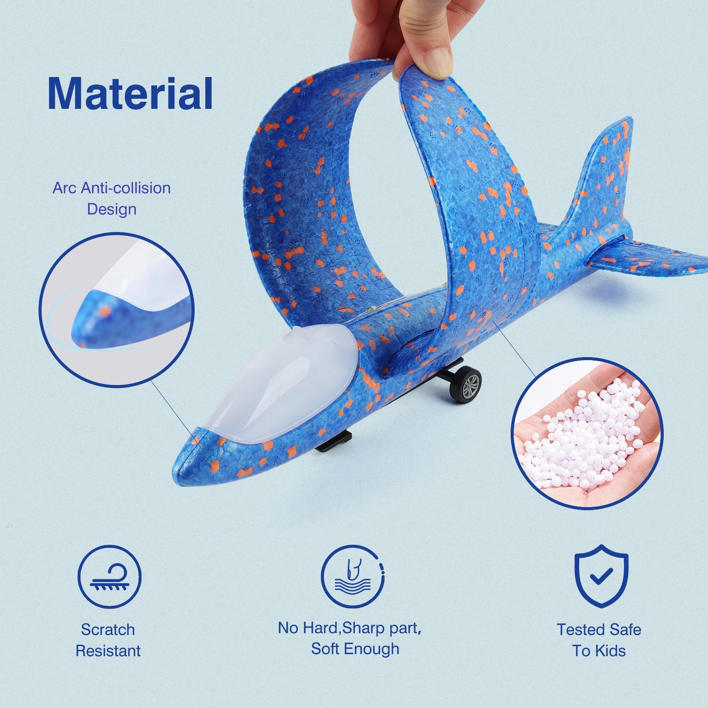 Wesfuner 4 Pack Airplane Launcher Toys, 2 Flight Modes LED Foam Glider Catapult Plane Toy for Boys, Outdoor Flying Toys Birthday Gifts for Boys Girls 4 5 6 7 8 9 10 11 12 Year Old
