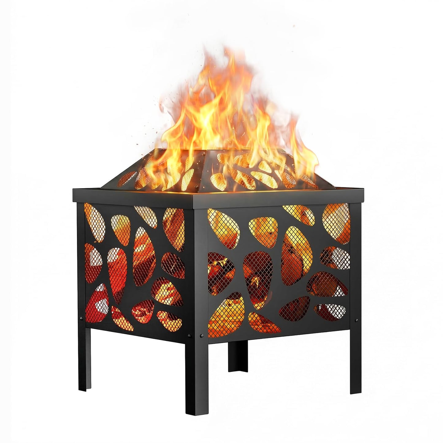 15.7 inch Small Fire Pit for Outside, Outdoor Wood Burning Fire Pit, with Anti-Spark Mesh Guard, Small Bonfire Pit,Firepit Bowl for Patio Camping Backyard Deck Picnic Porch