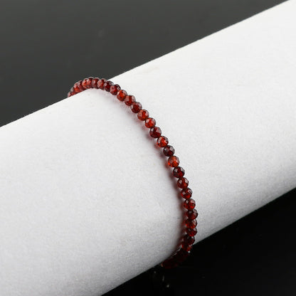 Thecraftman Natural Red Garnet Gemstone Round Beads Bolo Bracelet, Chakra Healing Crystals, Silver Plated, Adjustable Slider, Gift for Women, Birthday, Handmade, Adjustable Bracelets (Red Garnet)