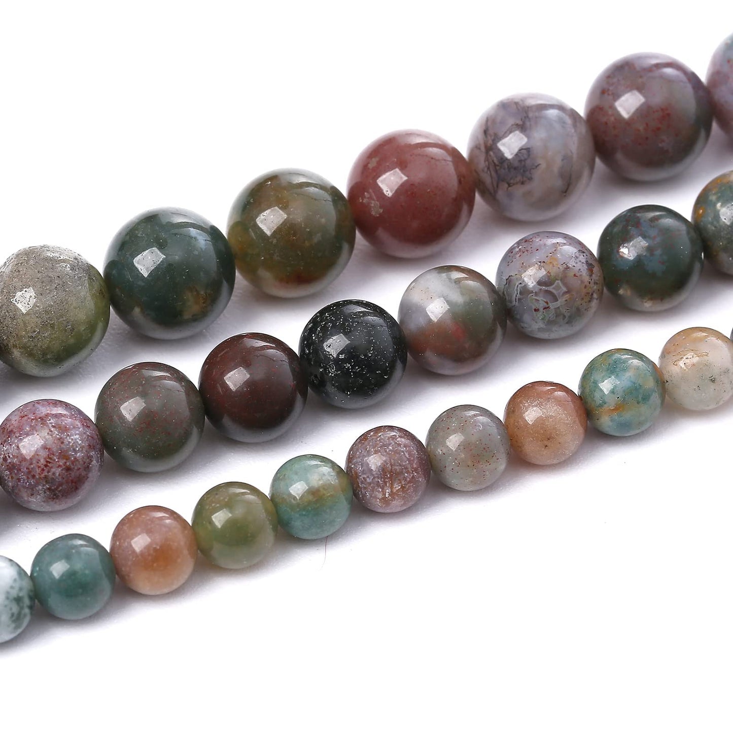 90PCS 4MM Colorful Indian Agate Beads Natural Gemstone Round Stone Beads for Jewelry Making DIY Energy Stone Healing Power Bracelet 15"