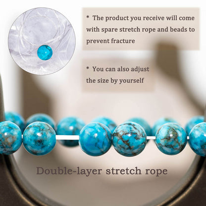 DAZCOLO 8mm Natural Gemstone Stretch Bracelet, Handmade Unisex Crystal Bracelets for Meditation, Yoga, Spiritual Healing & Positive Energy (Blue Magnesite Turquoise)