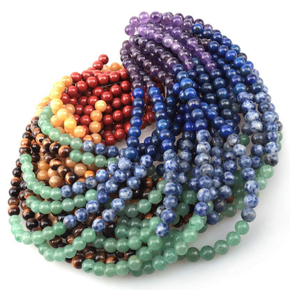 ICAI Beads 10mm Natural Colorful Stone Round Loose Stone Beads for Jewelry Making DIY Crafts Design 1 Strand 15" APPR.42pcs.