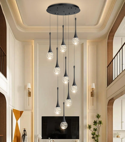cenozo 9 Light Modern Glam Crystal Chandelier for High Ceiling LED Dimmable Ceiling Pendant Light Staircase Foyer Enterway Living Room Chandelier Lighting Antique Black
