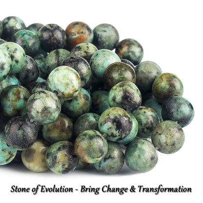 70PCS Natural 8MM Healing Gemstone, African Turquoise Energy Stone Round Loose Beads, Semi-Precious Crystal Beads with Free Elastic String for Jewelry Making DIY