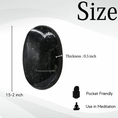 Amazing Gemstone Nuummite Crystals and Healing Stones - Large Palm Stone Crystals Piedra - Crystal for Good Luck, Balanced Positive Energy, Meditation - Unique Stocking Stuffers, Gifts for Women