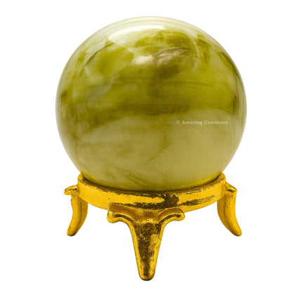 Amazing Gemstone Serpentine Crystal Ball with Stand - 2 Inches Crystal Sphere Meditation Balls for Witchcraft and Decorative Balls