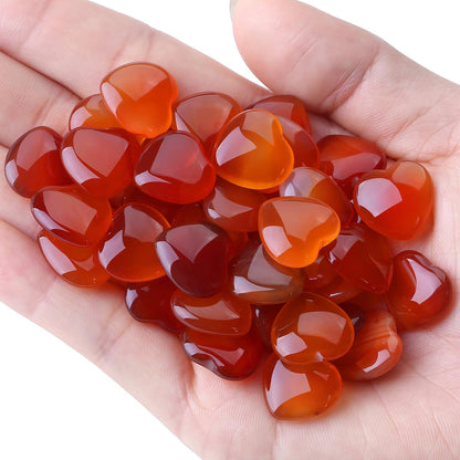 NUKAYAI 20PCS Red Carnelian Healing Crystals Stones Heart Shaped Set Polished Love Crystal Natural Cute Pocket Thumb Reiki Wholesale Set Balancing Meditation Heart Mothers Day Bulk Gifts for Women