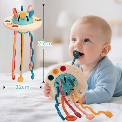 woollywink Baby Toys for 1 Year Old, Montessori Toys Hanging in Stroller, Sensory Toy for Todders 12-18 Months+, UFO Pulling Educational Game for Developing Motor Skills Gift for Boys& Girls