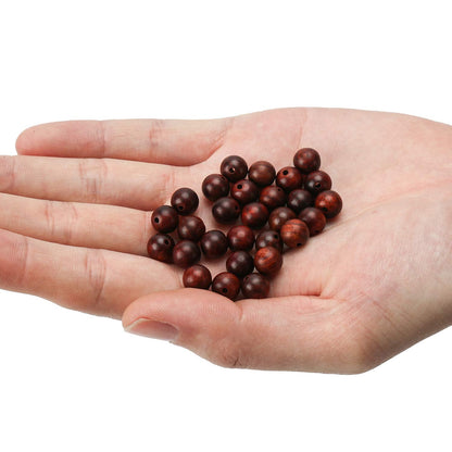 Prometis 200pcs 8mm Natural Sandalwood Round Beads Gorgeous Craft Handmade Polished Spacer Mala Pray Beads with Elastic Cord for Bracelets DIY Rosary Tasbih Jewelry Making