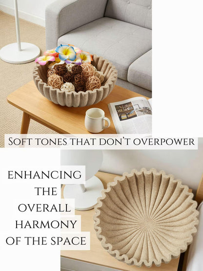 WVTANVW Ruffle Decor Large Decorative Bowl,fruit bowl kitchen stone bowl,bowl decor,Trendy home decor large Stylish Key Bowl for Entry Table