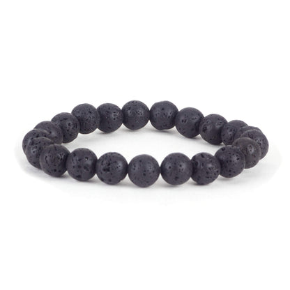 Cherry Tree Collection Lava Beaded Bracelet – Genuine 8mm Gemstone Stretch Bracelet for Men & Women – Handmade Crystal Bracelet - (Lava - S)