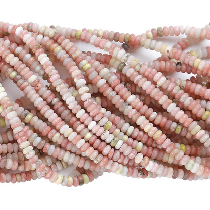 150PCS 2x4mm Natural Pink Plum Blossom Stone Rondelle Beads Abacus Disk Stone Beads Round Loose Spacer Gemstone for DIY Bracelet Necklace Jewelry Making