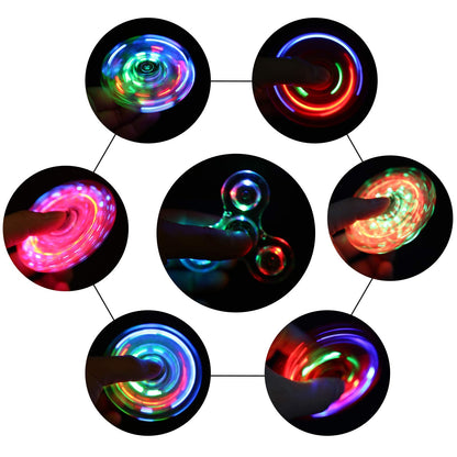 SCIONE 5 Pack Fidget Spinners Toys with LED Fidget Spinners Light up Sensory Fidget Toys for Kids,Glow in The Dark Toys-ADHD Anxiety Toys Stress Relief Return Gifts Goodie Bag Stuffers Classroom Prize