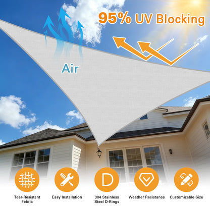 Artpuch 12'X12'X17' Curved Triangle Sun Shade Sail UV Block Mesh 185 GSM Commercial Sliver Grey Outdoor Shade Cover for Backyard, Pergola (Customizable Sizes)