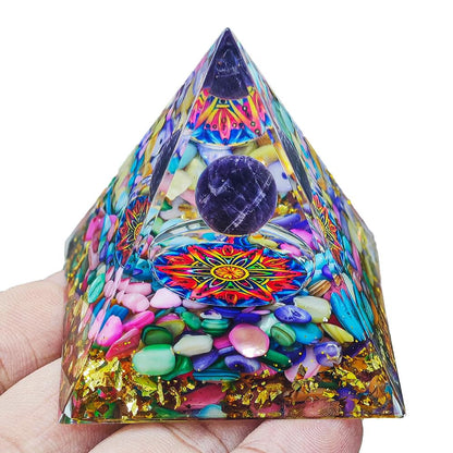 AierCrystal Natural Mineral Crystal Pyramid Energy Healing Meditation Aid Feng Shui Protection Home Decor Versatile Gift Option(2inch Pyramid Color Agate)