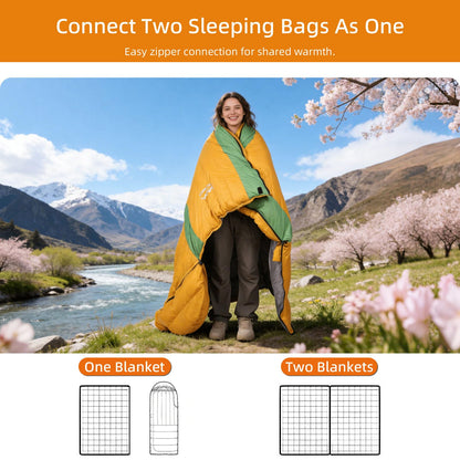 HLITMOUT 3-in-1 Down Sleeping Bag,Rectangular Lightweight Blanket Sleeping Bag for Adults,Teens Camping Hiking and Backpacking Outdoor and Indoor