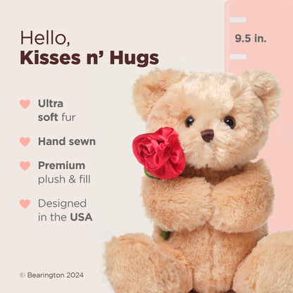 Bearington Remington Teddy Bear- 9.5" Soft and Cuddly Valentines Day Stuffed Animals - Adorable Bear Stuffed Animal Plush Gift