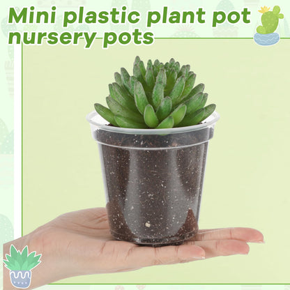 Yaomiao 30 Pcs 5 Inch Clear Mini Plastic Plant Pot Nursery Seedling Pots Seed Starter with Drainage Holes for Indoor Outdoor Garden Succulent Plants Cuttings Transplanting