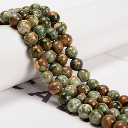 65Pcs 6mm Birdeye Rhyolite Natural Round Loose Real Stone Beads Gemstone Genuine for DIY Hand Made Craft Jewelry Bracelet Earring Necklace String Making Energy Healing Power
