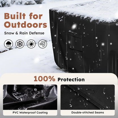 MR. COVER Square Fire Pit Cover 30 Inch, Heavy Duty 600D Waterproof Fire Pit Table Cover, Rip-Proof Fade Resistant Outdoor Firepit Cover with Drawstring & Air Vent, Fits