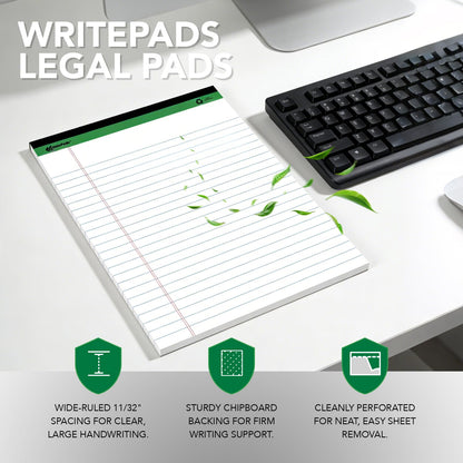 KAISA Legal Note pads 8.5 x 11，12pads 600 Sheets note pads Writing Pads Recycled Paper, Wide Ruled Perforated 50 sheets Premium Thick Paper Hard Back Notepads 8-1/2"x 11-3/4" Writing Tablet Canary For Office Supplies (Pack of 12pc)