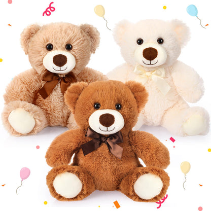 Zhanmai 3 Pcs Bear Stuffed Animals Bulk 13.5 Inch Plush Bear Toy Gifts Soft Cute Plushies for Wedding Engagement Birthday Baby Shower Party Favor(Classic Color)